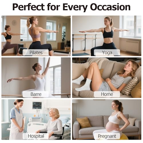 Non-Slip Pilates & Yoga Socks with Grips - Ruffle Crew - Multi01