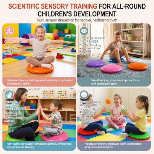Wiggle Seat Inflated Wobble Cushion - 13 Inch Sensory Pad - Curated Color