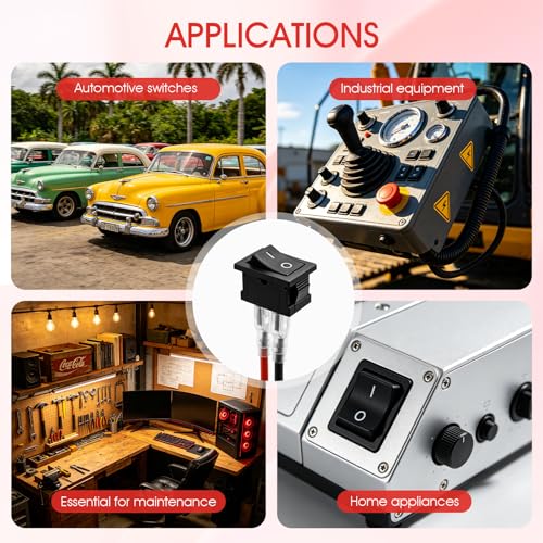 Mini Rocker Switch 2-Pin SPST 12V 20A - 10-Pack