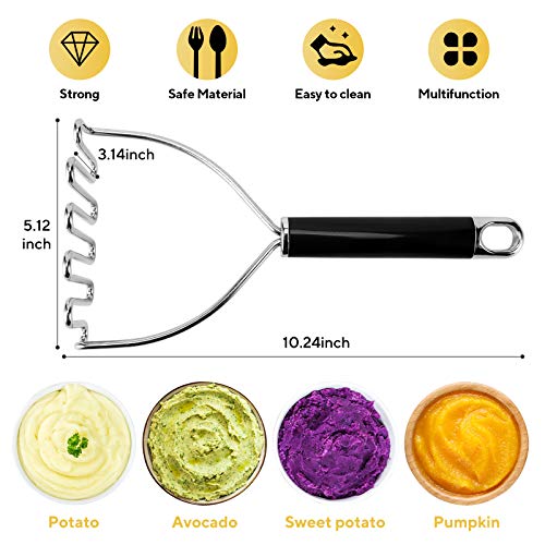 Potato Masher, Large Heavy Duty Stainless Steel Mashed Masher Kitchen
