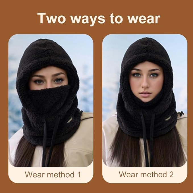 Windproof Fleece Balaclava Winter Face Mask - White One Size