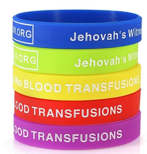 No Blood Medical Alert Silicone Wristbands - 5 Pack, Rainbow Colors