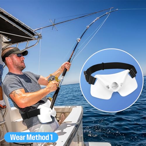 SANLIKE Fishing Fighting Belt Adjustable Rod Holder Waist Girdle Black - White Variation