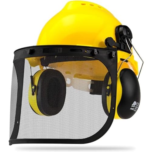 NEIKO 53880A Forestry Helmet for Safety with Shield and Earmuffs, Chainsaw Helmet with Face Shield, Hard Hat Safety Gear Equipment, Protective Face Shield and Mesh Shield for Face Protection