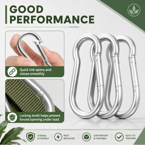 Heavy Duty Spring Snap Hook Carabiners - 10PCS Silver M6 (2.35 Inch)