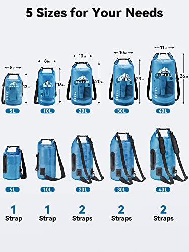 Waterproof Dry Bag Backpack with Phone Case - 5L to 40L Sizes