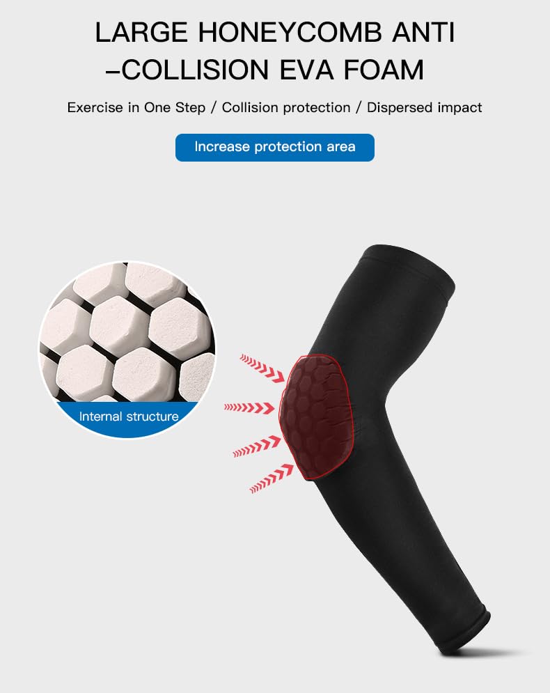 Elbow Compression Sleeve with Padding - Large White - 2 Pack