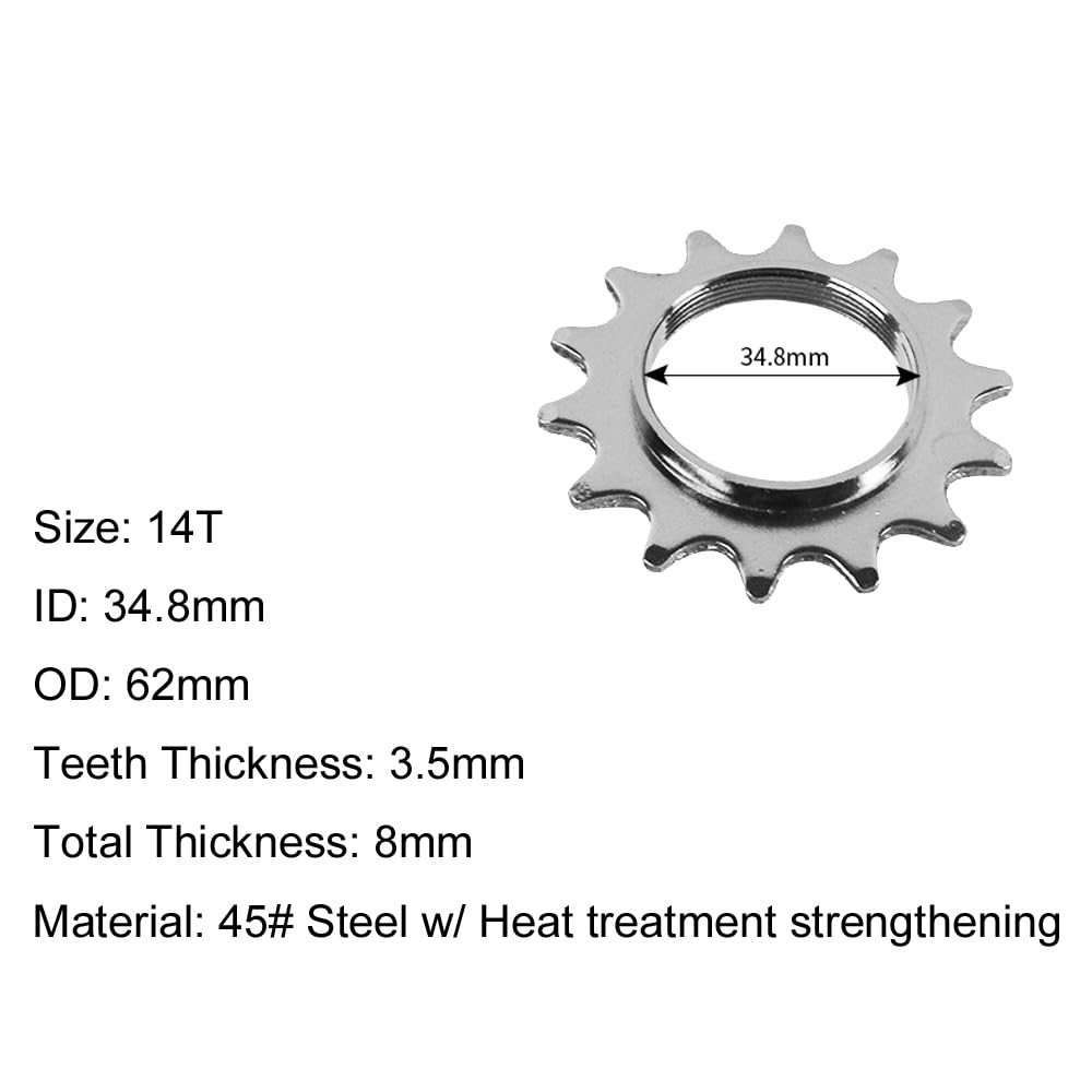Yuauy 13T 14T 15T 16T 17T Bicycle Freewheels Single Speed Fixed Gear One Speed Bike Sprocket Cog w/Free Lock Ring 5 Sizes One Set