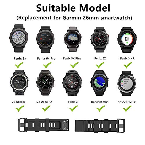 Silicone Fastener Rings for Garmin Fenix Series - 6 Pack