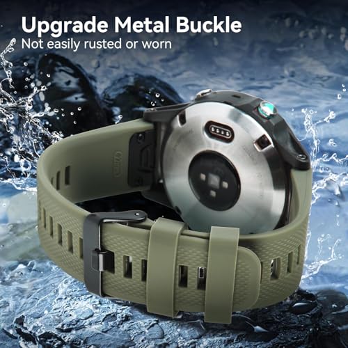 22mm Quickfit Silicone Sport Watch Band for Garmin Series - Black & Army Green