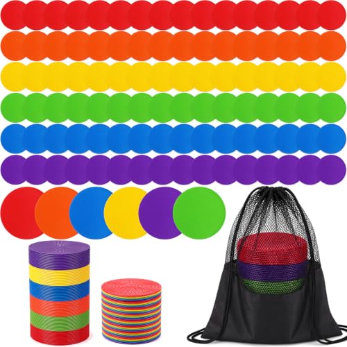 5-Inch Non-Slip Floor Spot Markers - 60 Count, 6 Colors