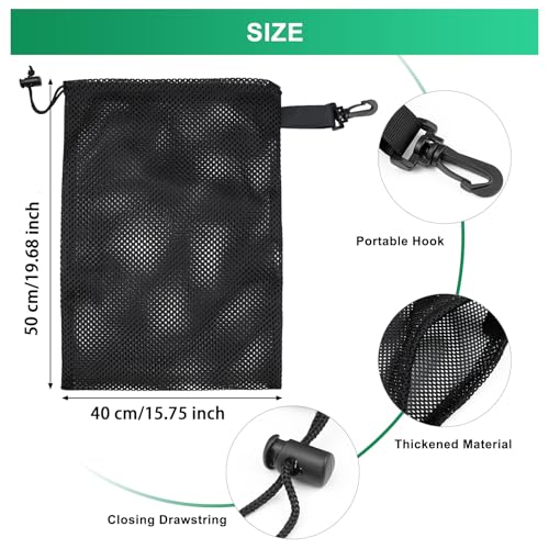 Riuog 10 Pcs Nylon Mesh Drawstring Bags 15.7x19.7in with Clips - Breathable Storage Set