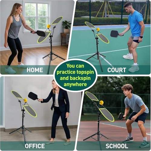 WAOPSO Pickleball Topspin Trainer,Solo Pickleball Practice Equipment,Portable Pickleball Training aids- Master Topspin&Backspin Techniques,Multi-Setting Trainer for Courts,Homes&Beyond