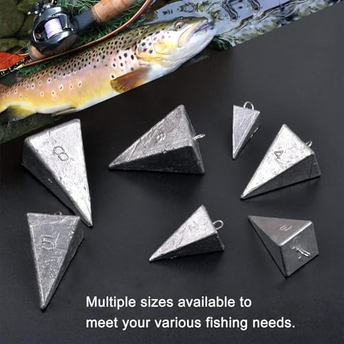 SIWIRIOM 2oz Pyramid Lead Sinkers Fishing Weights Pack with Universal Connectors - Saltwater & Surf Tackle Kit