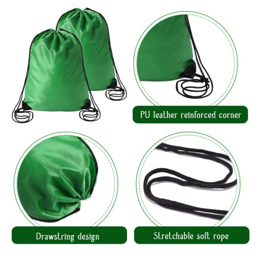 Green Drawstring Backpack - 2 Pack Lightweight Sports Bags