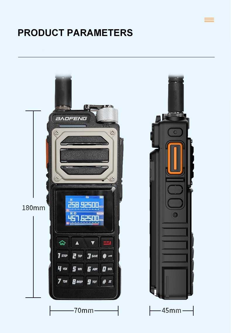 Baofeng Tri-Band Two Way Radio UV-25 10W Long Range Walkie Talkie with Wireless Copy Fequency Function UV25A with K Plug USB Cable for Adults