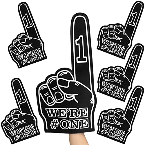 Sotiff Black Giant Foam Finger 6 Pack 18 Inch Sports Cheer Prop, We're Number 1