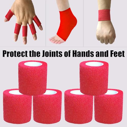 Self Adhesive Bandage Wrap - 6 Pack 2" x 5 Yards - Red