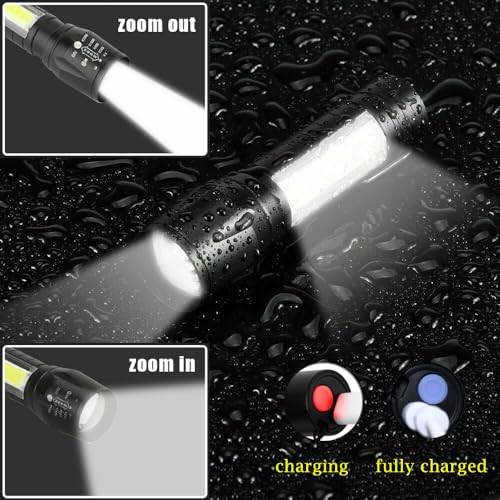Rechargeable Mini LED Flashlight - Ultra Bright Pocket Torch Light, Compact with Side Lantern - 1 Pack