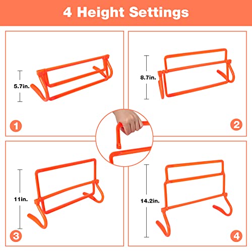 Adjustable Agility Hurdles Set - 4 Heights, 6 Pack - Orange