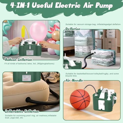 Green Electric Balloon Pump Inflator for Balloons & Inflatables - Fast & Multi-Use