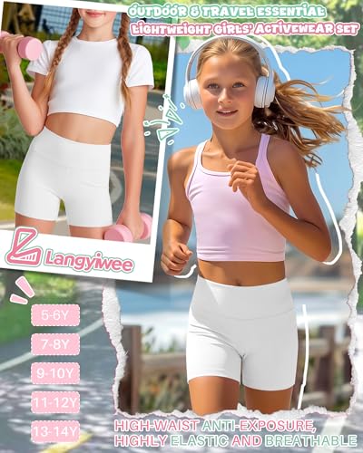 Girls' Athletic Shorts - White, Size 7-8 Years