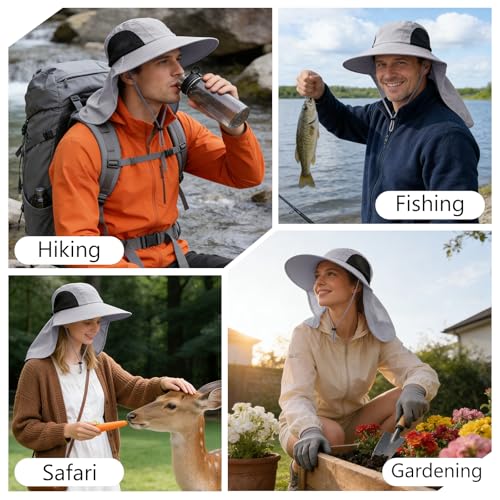 UPF 50+ Sun Hat with Neck Flap for Men & Women - Lightweight, Water Resistant, Breathable