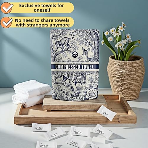 20 Pack Compressed Towels - 11.8x9.45 Inch Reusable Travel Face Towels
