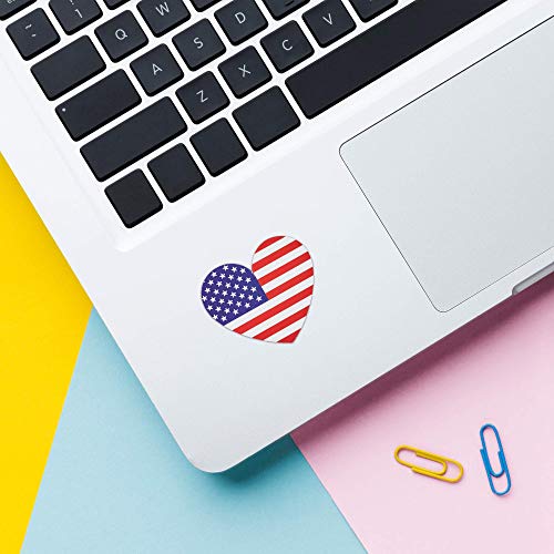 500-Count American Flag Stickers - Heart Shaped, 1.25 x 2.125 Inches