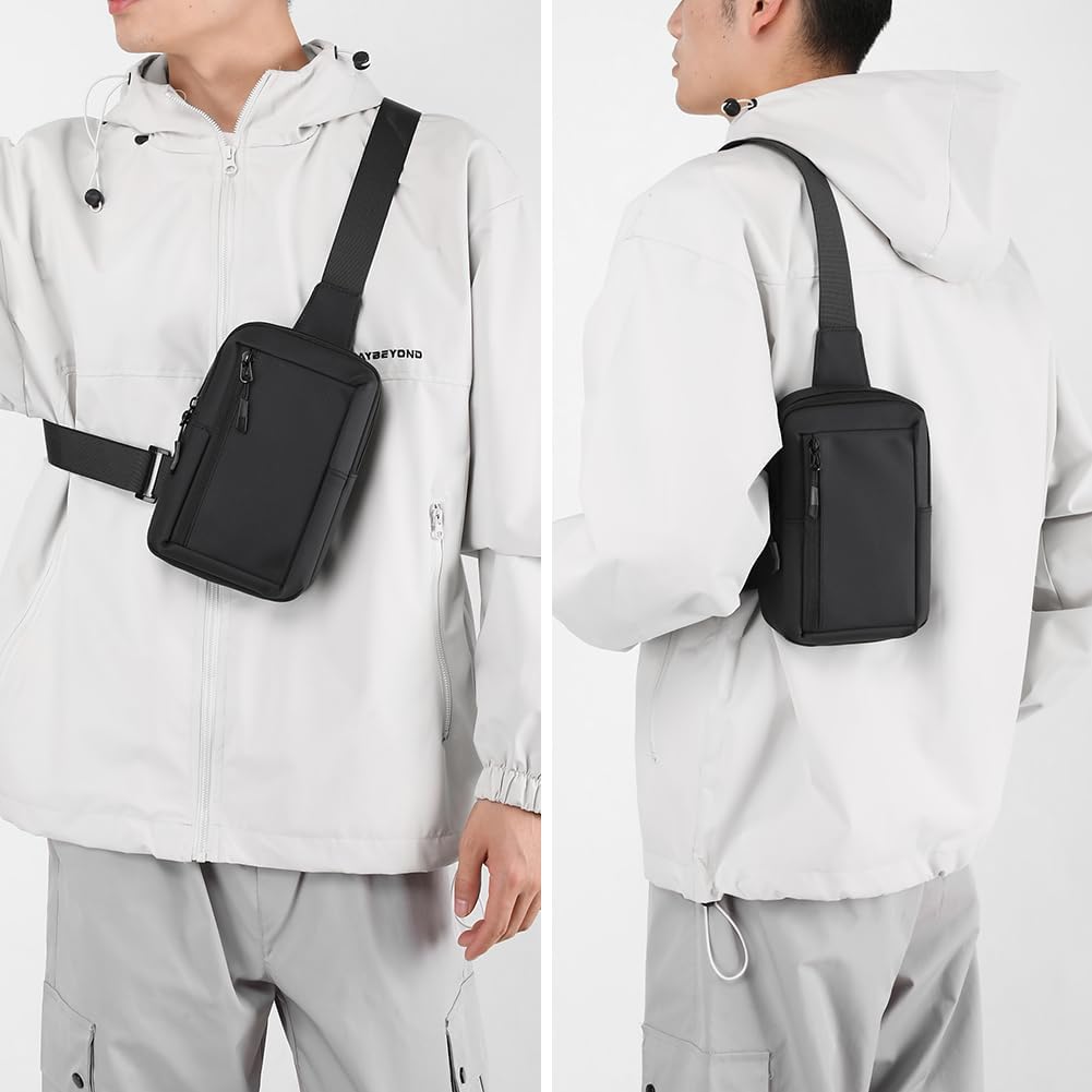 Skiennix Crossbody Bag - Trendy Black Sling Fanny Pack for Men & Women | Ideal for Workout & Running