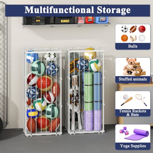 Wall-Mounted Ball Storage Rack for Basketball, Soccer & Volleyball