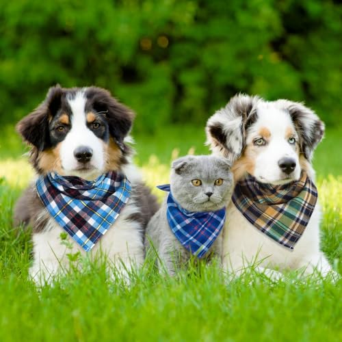Honoson 6 Pcs Dog Bandana Scarf Plaid, 16.1", Mature Style