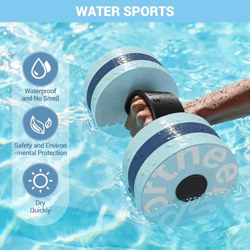 Water Dumbbells for Aquatic Exercise - Set of 2 Blue EVA Foam Weights