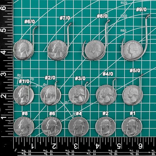 Offset Octopus Fishing Hooks - 100 Pack, Red #2 for Freshwater & Saltwater