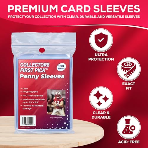 Premium Penny Sleeves for Trading Cards - 100 Pack Standard Exact Fit
