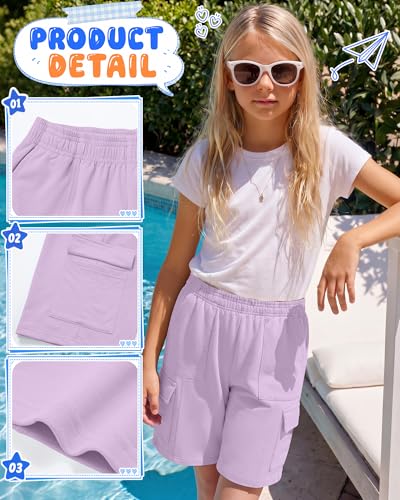 Girls' Bermuda Cargo Shorts - 3 Pack Comfortable Summer Casual Wear