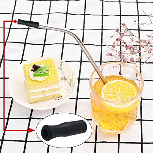 21pcs Food Grade Silicone Straw Tips for 6mm Metal or Glass Straws - Black