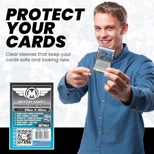 Premium Standard European Card Sleeves 59x92mm, 90-Micron Clear, 50 Pack