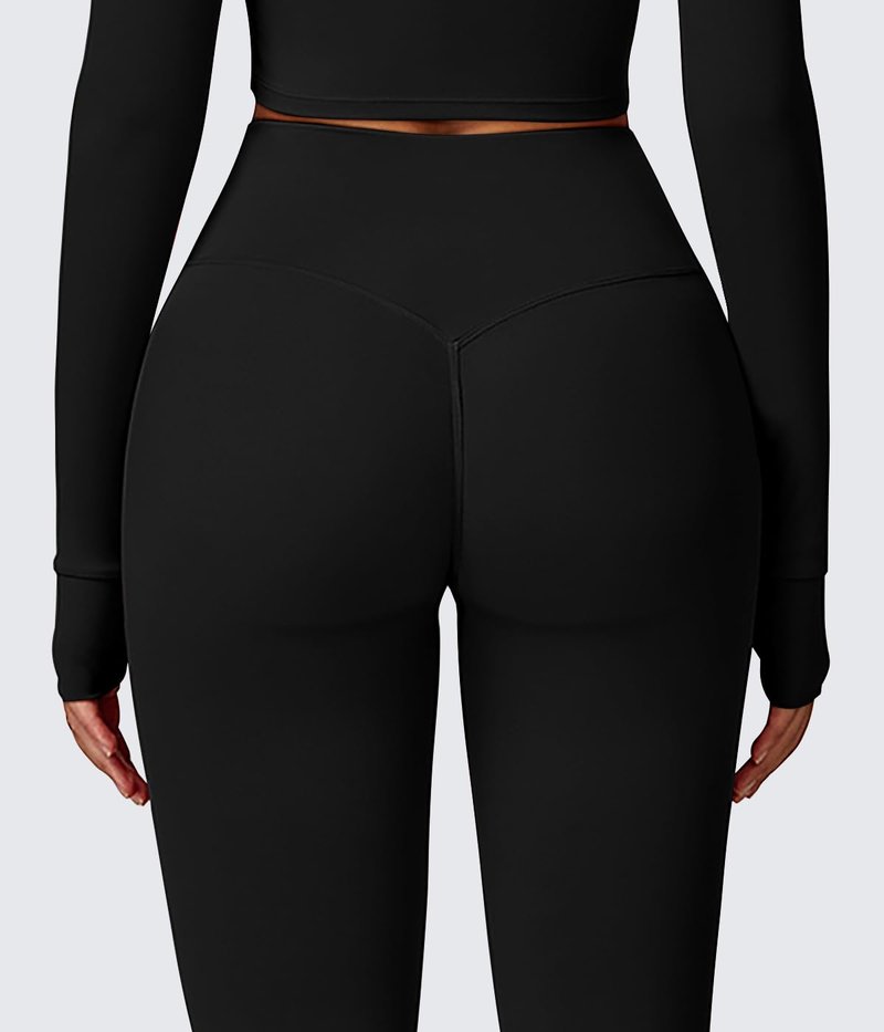 Xozeu Hidden Scrunch Workout Leggings for Women High Waisted Butt Lifting Tummy Control Gym Yoga Pants Black