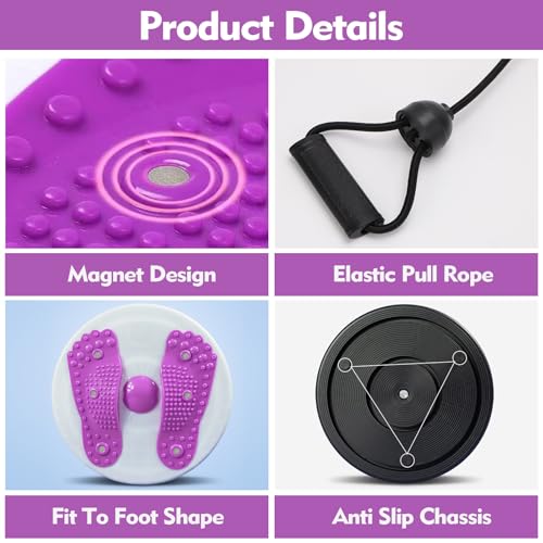 Twist Board Exercise Machine with Foot Massage - Purple