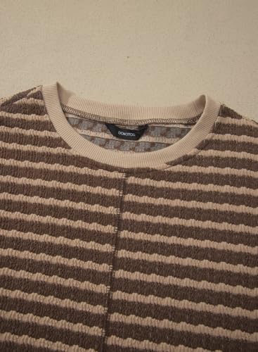 Dokotoo Women's Striped Side Slit Sweatshirt - Brown, Large, Fall 2026
