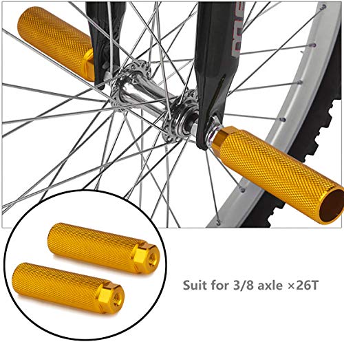 Yellow Bike Pegs for 3/8 Inch Axles - Aluminum Alloy BMX & Mountain Bike Stunt Pegs 100x28mm