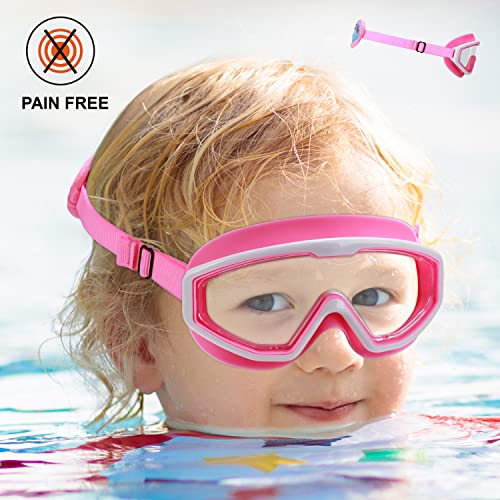 Kids Swim Goggles for Ages 3-8 - No Hair Pull - 1pk Mask - Fun Summer
