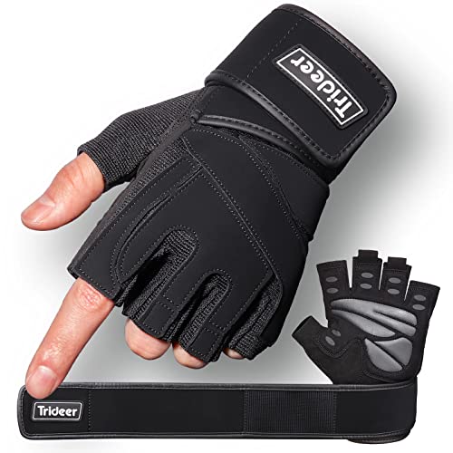 Weight Lifting Gloves with Wrist Support - Black, Large