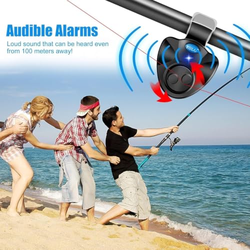 TSV Electronic Fishing Bite Alarm Kit with 4 Alarms & 10 Spare Batteries