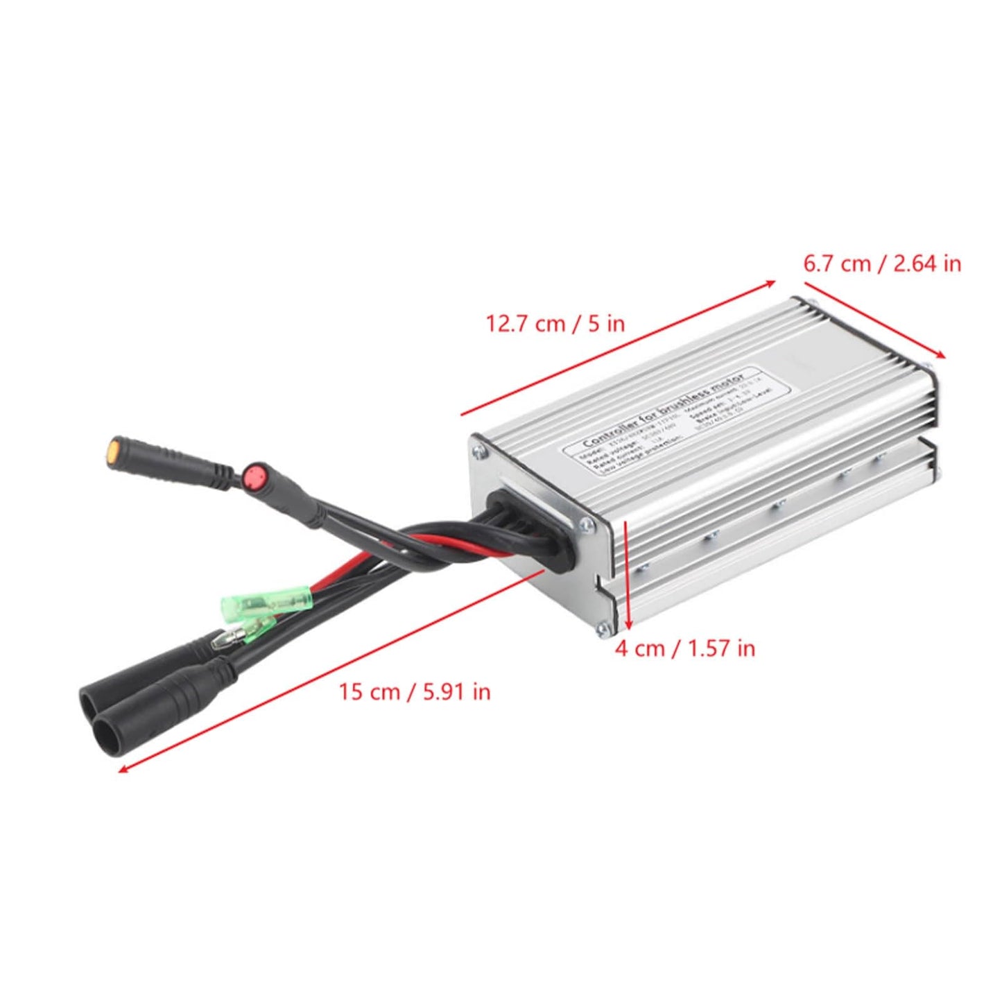 Brushless Motor Controller, Durable Aluminium Alloy Build, E-Bike Controller with Light Cable for 36V 48V 500W 750W Electric Bikes Scooters