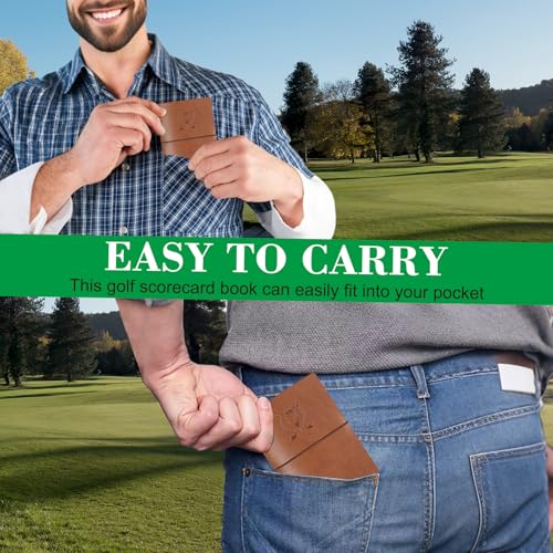 Golf Scorecard Holder with Pencil - PU Leather, 1 Pack-Brown
