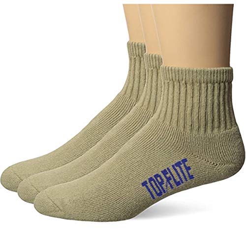 Top Flite Men's Sport Full Cushion Quarter Socks 3 Pack Brown US 9-13