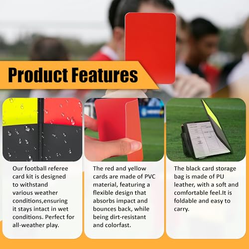 Soccer Referee Cards Set with Storage Wallet & Record Sheets
