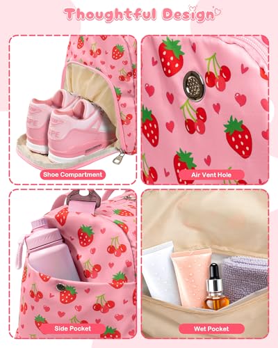 Pink Personalized Girls Duffle Bag with Letter A - Birthday Gift for 6-10 Year Old Girl